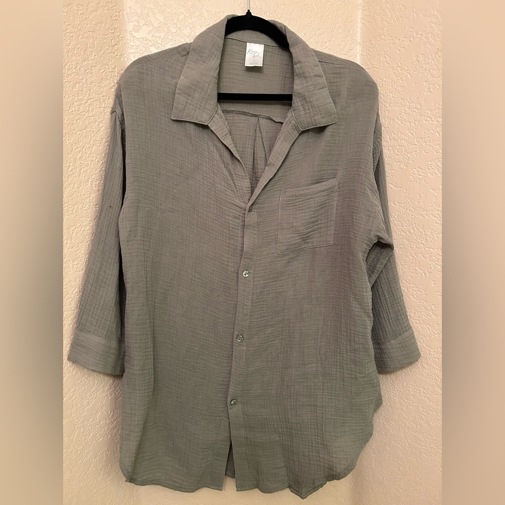 Kona Sol Lightweight Beach Cover Up Shirt Size Small, Preloved
